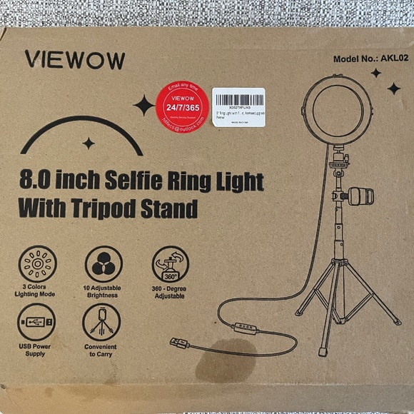 VIEWOW 8 inch Selfie Ring Light With Tripod Stand - Picture 2 of 4